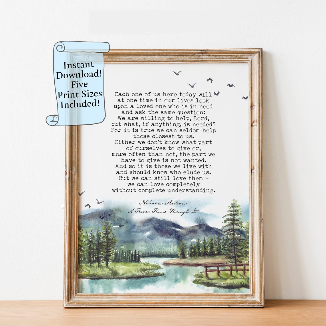 Norman Maclean A River Runs Through It Literary Love Quote Print