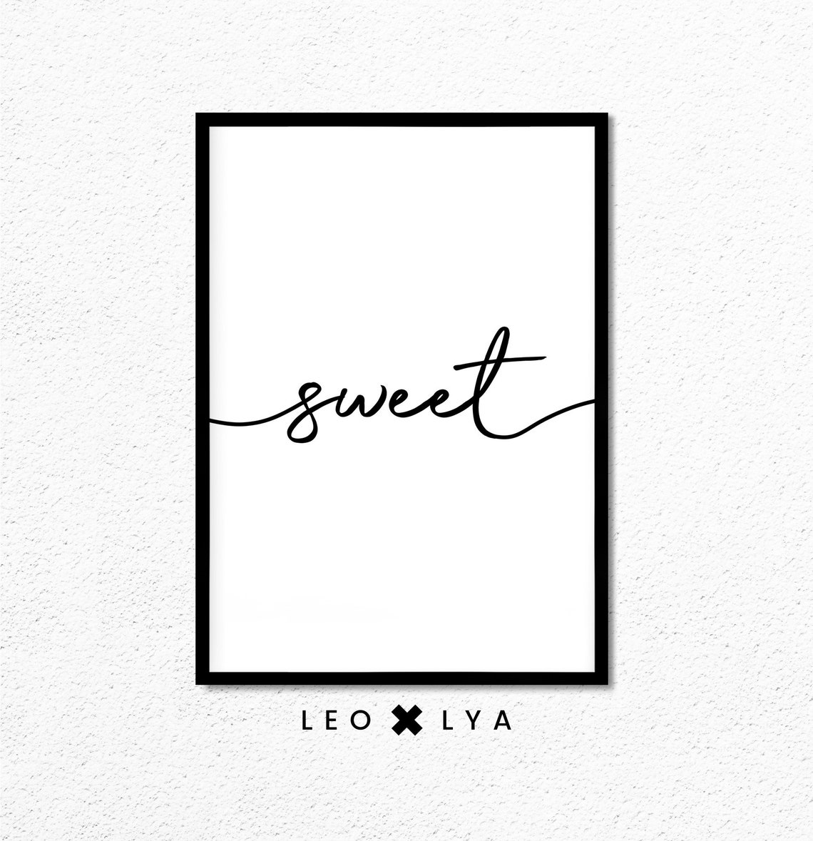 Sweet Script Minimalist Black And White Kitchen Poster Wall Decor