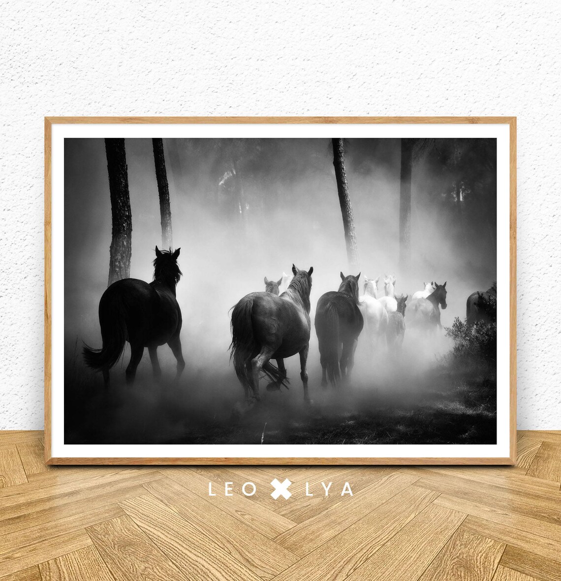 Horses Black and White Photography Art Print