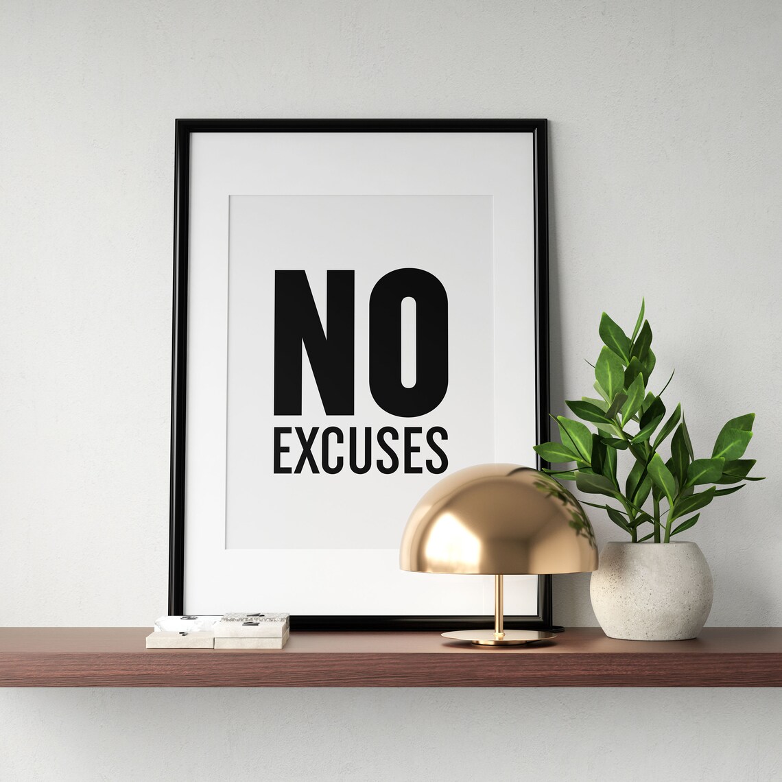 No Excuses Bold Minimalist Gym Office Motivational Mantra Poster - Image 2