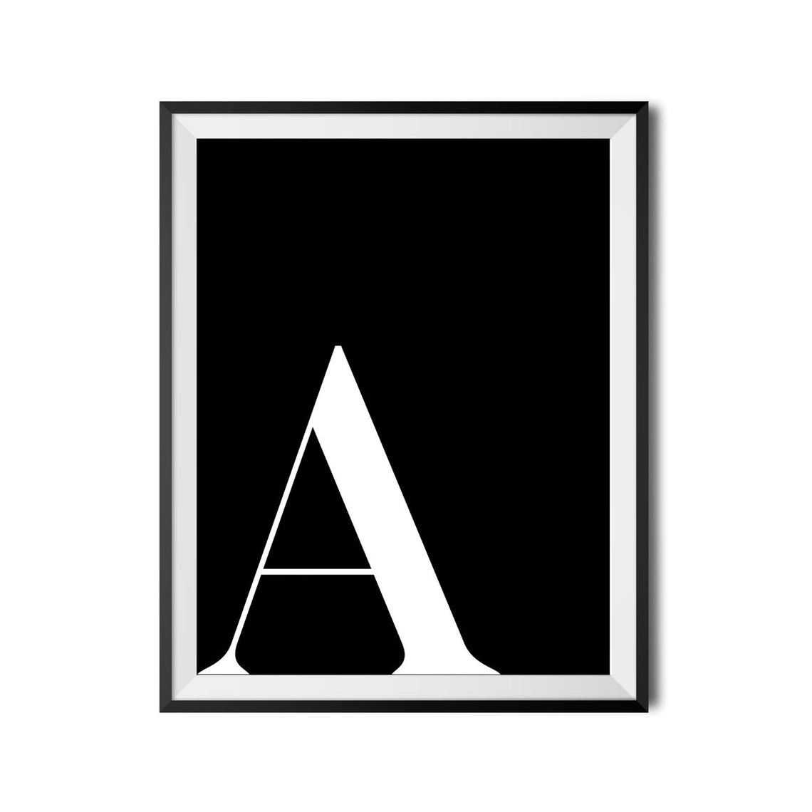 Letter A Monogram Serif Black White Initial Minimalist Art Print - Image 4