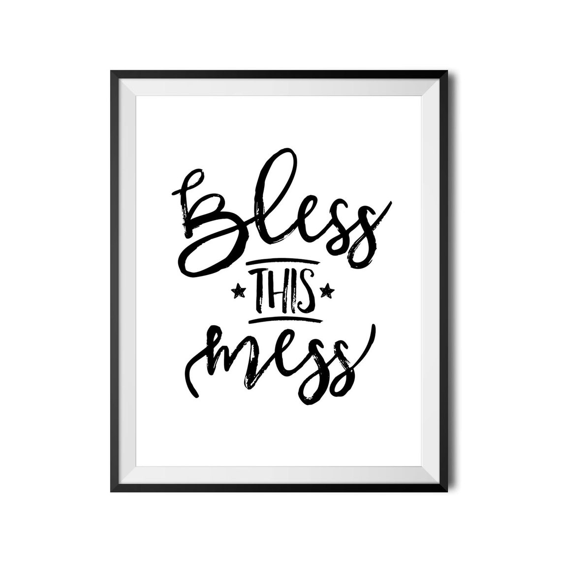 Bless This Mess Brush Script Farmhouse Family Home Quote Poster - Image 4