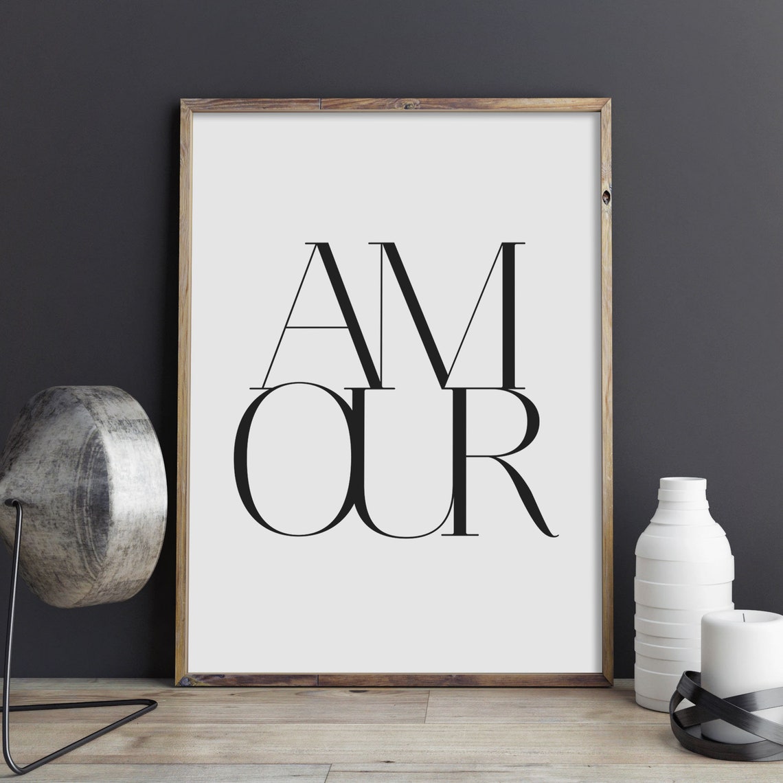 Amour French Love Poster Elegant Black Serif Minimalist Wall Decor - Image 2