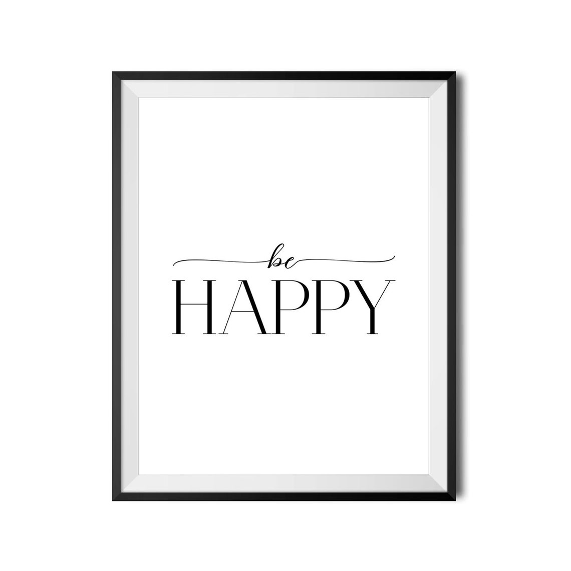 Be Happy Script Typography Cheerful Positive Quote Wall Decor Poster - Image 4