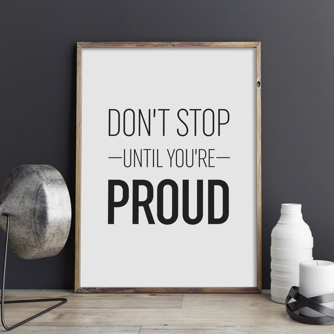 Don't Stop Until You're Proud Gym Motivation Fitness Quote Poster - Image 2