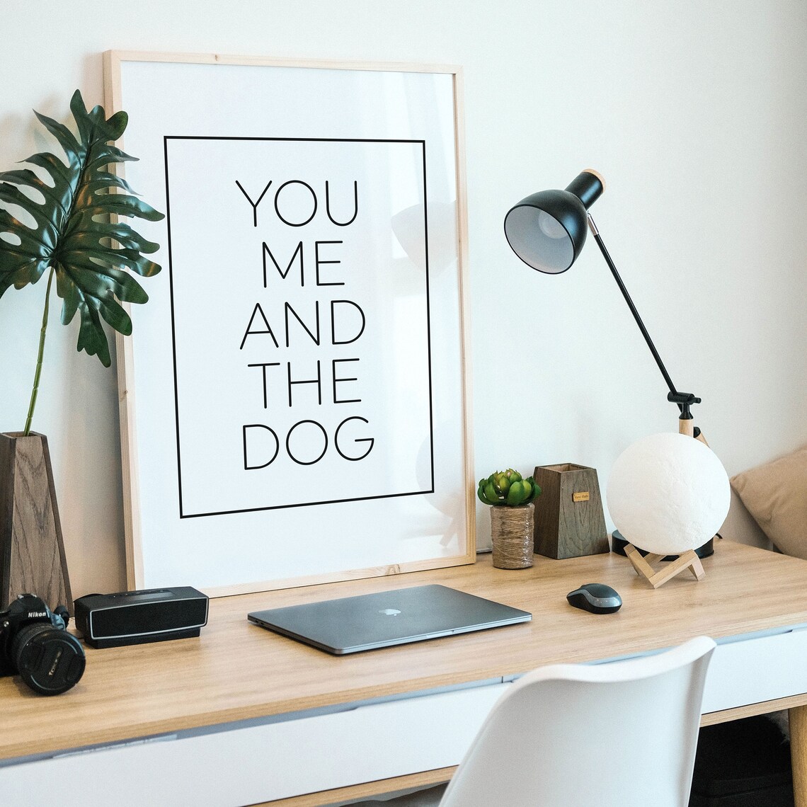 You Me And The Dog Minimalist Dog Lover Quote Typography Poster - Image 3