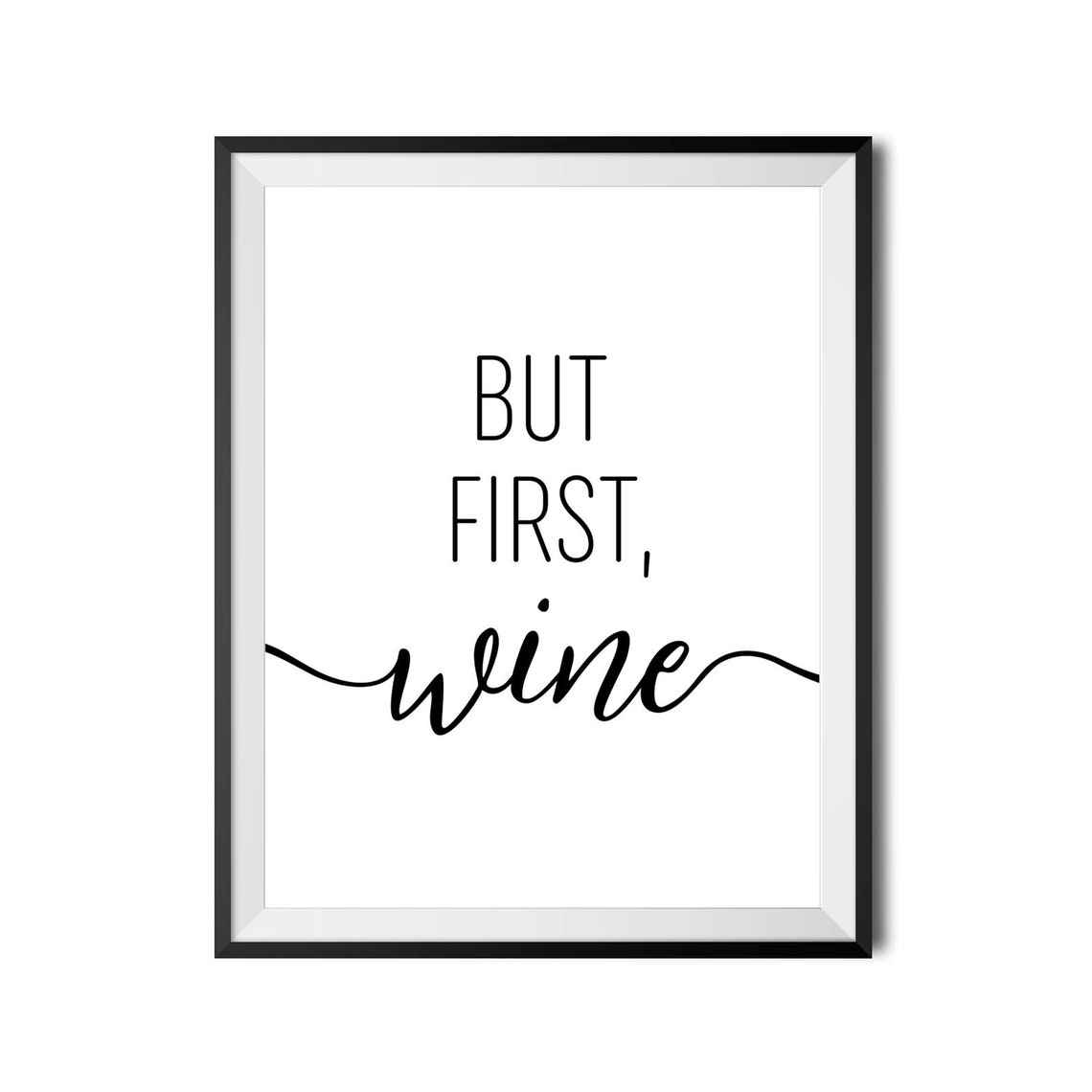 But First Wine Script Wine Lover Kitchen Decor Typography Poster - Image 4