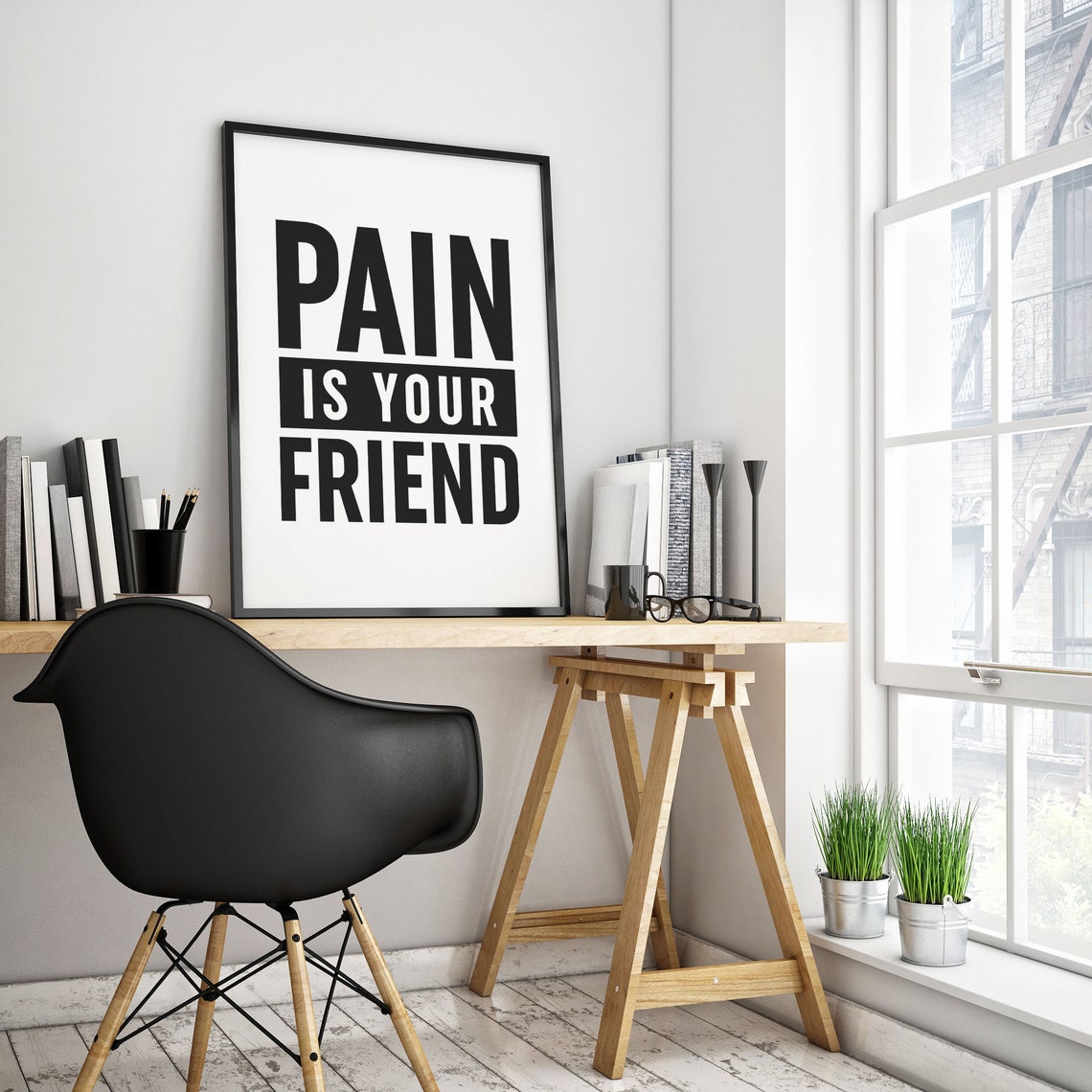 Pain Is Your Friend Motivational Gym Quote Bold Typography Poster - Image 2
