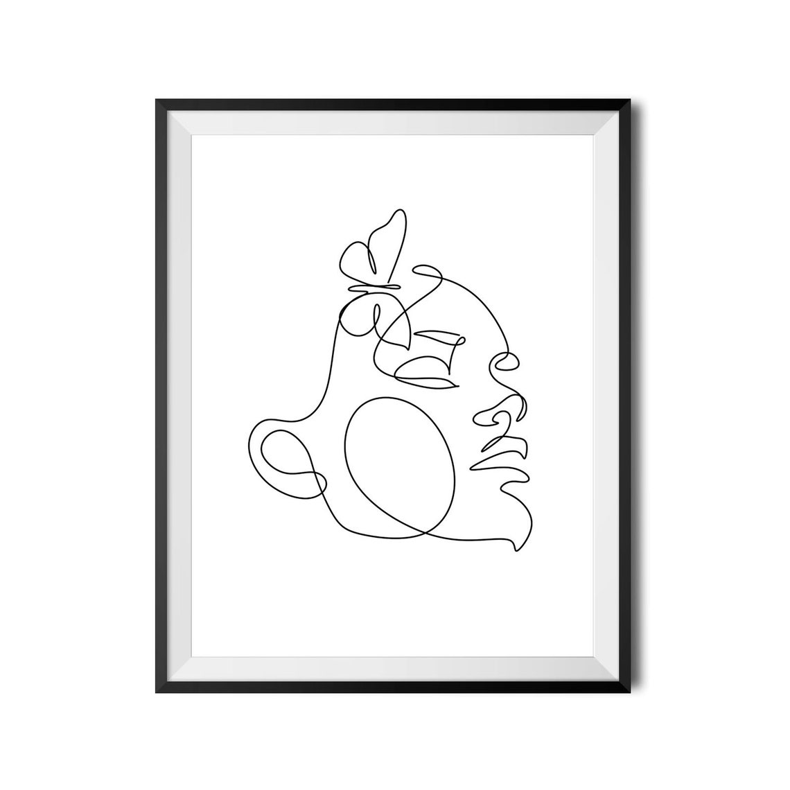 Woman Face With Butterfly Continuous Line Drawing Minimalist Poster - Image 4