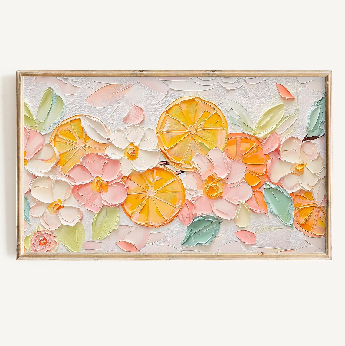 Textured Citrus Floral Art Print, Pop Art Summer