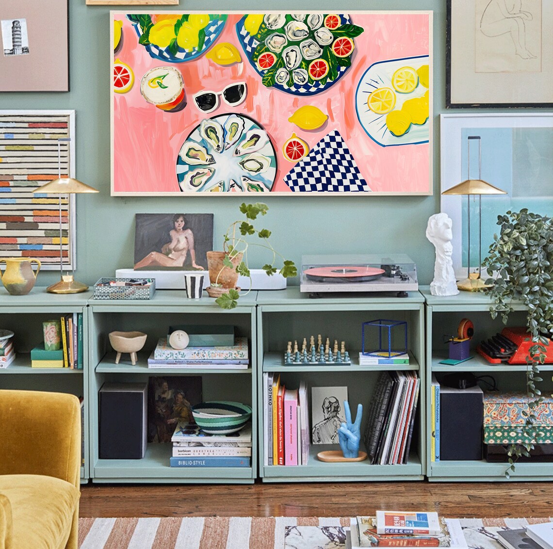 Summer Citrus Oyster And Lemon Table Spread Pink Party Still Life Poster - Image 4