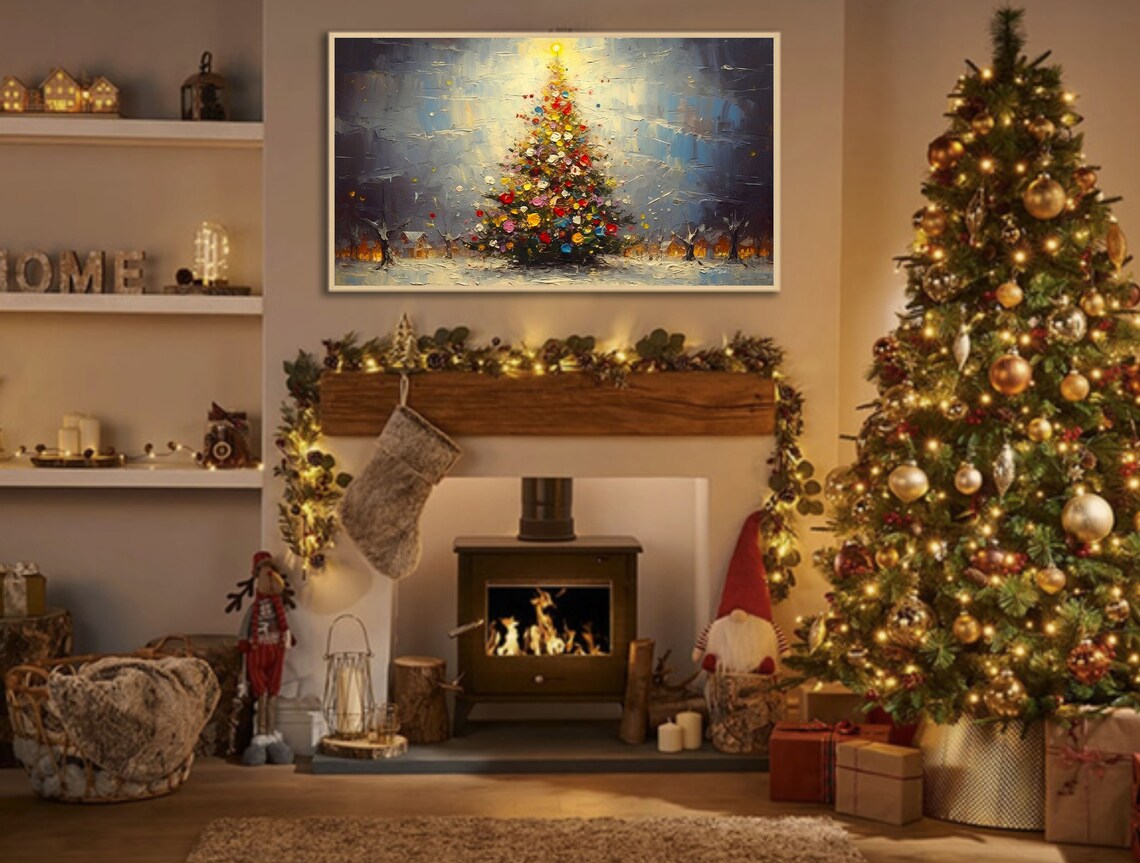 Vintage Christmas Tree Travel Poster, Winter Landscape - Image 3