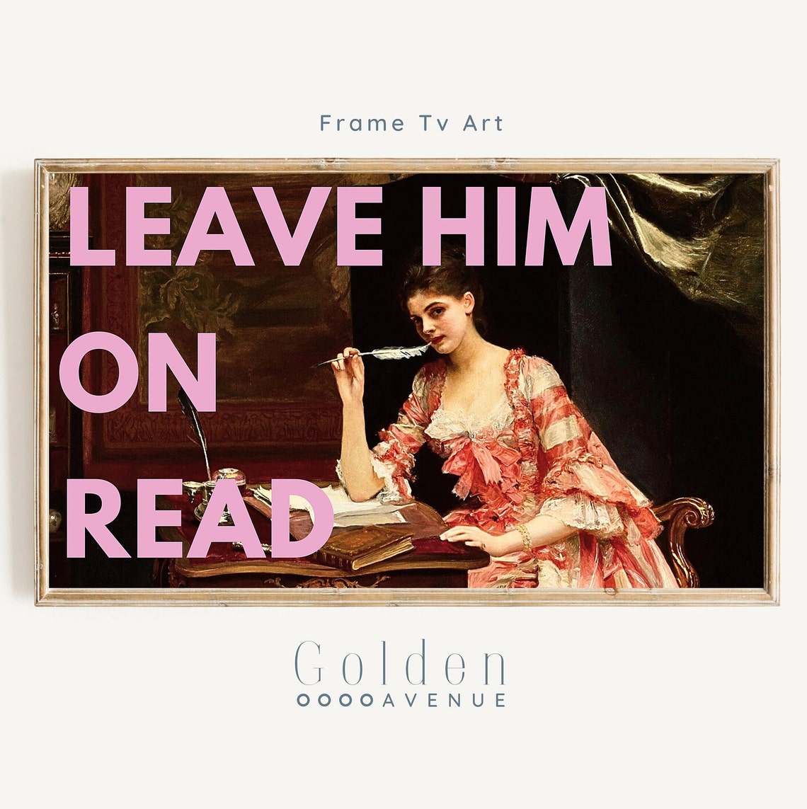 Leave Him On Read Pink Text Rococo Lady Coquette Wall Art Poster