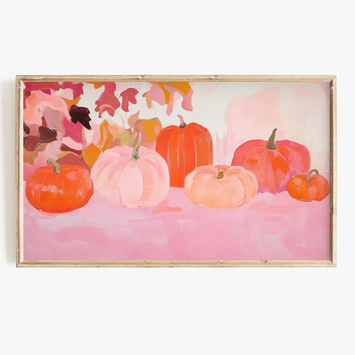 Fall Pink Pumpkins Autumn Holiday Art Print