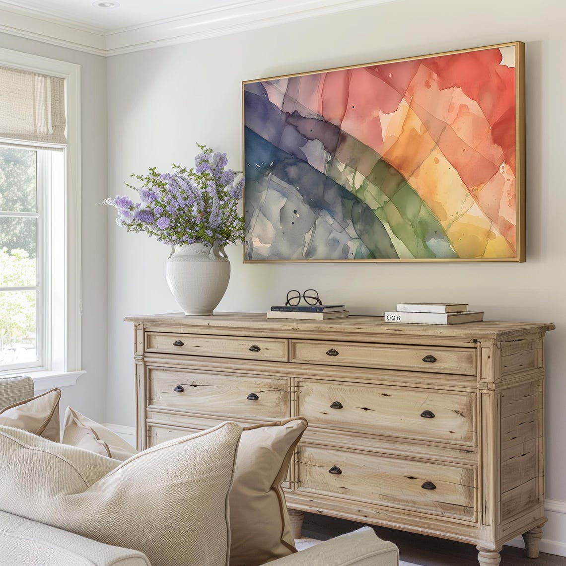 Rainbow Watercolor Abstract Spectrum Arch Colorful Pride Wall Art - Image 4