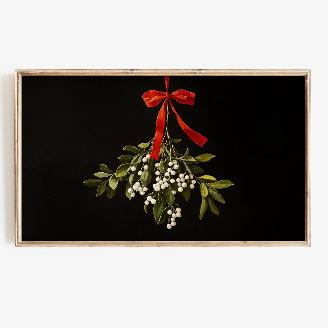 Christmas Frame Tv Art Moody Dark Botanical Holiday Mistletoe