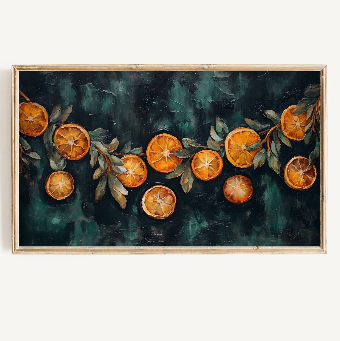 Vintage Christmas Botanical Citrus Garland Art Print