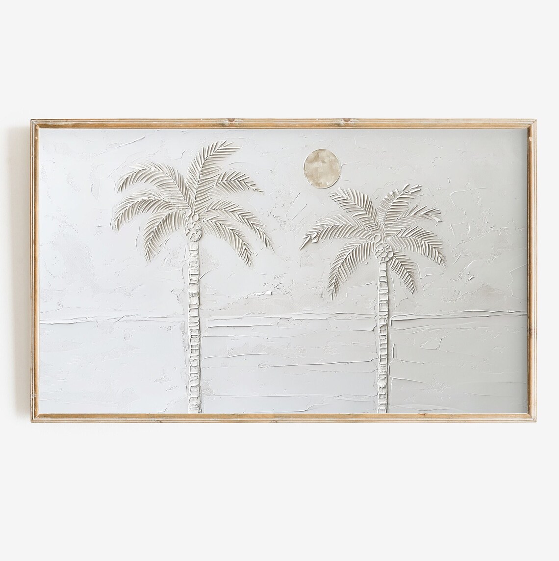 Minimalist Palm Tree Painting, Neutral Tropical Beach