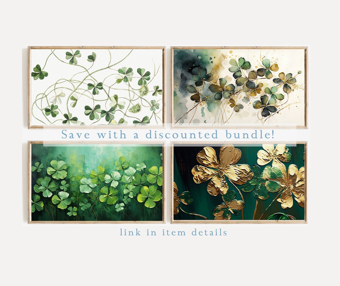 St Patricks Day Green Abstract Clover Art Print - Image 2