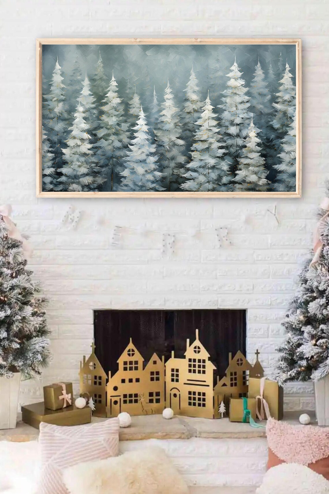 Vintage Winter Christmas Pine Tree Art Print - Image 2