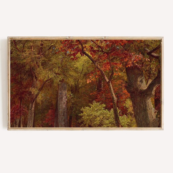 Vintage Autumn Woodland Dense Trees Fall Foliage Classic Art Poster