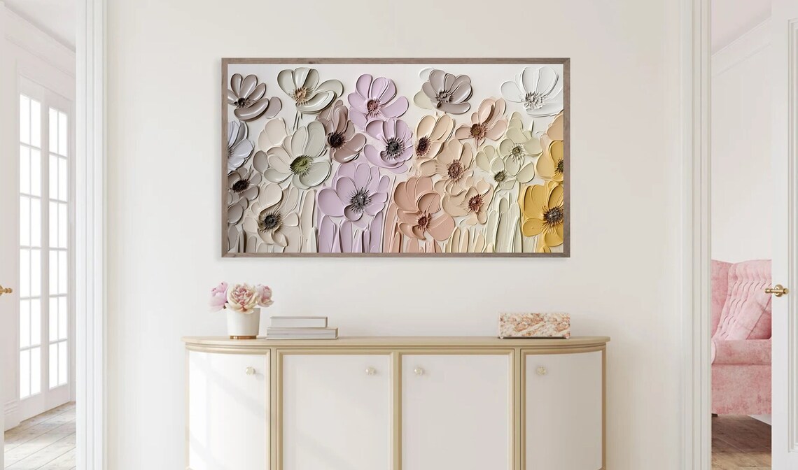 Abstract Flowers Pastel Floral Wall Art Print - Image 4