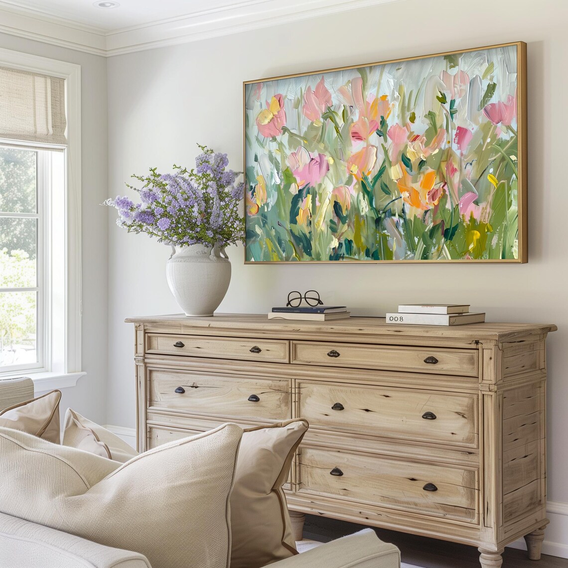 Spring Abstract Flower Painting, Colorful Floral Art Print - Image 5
