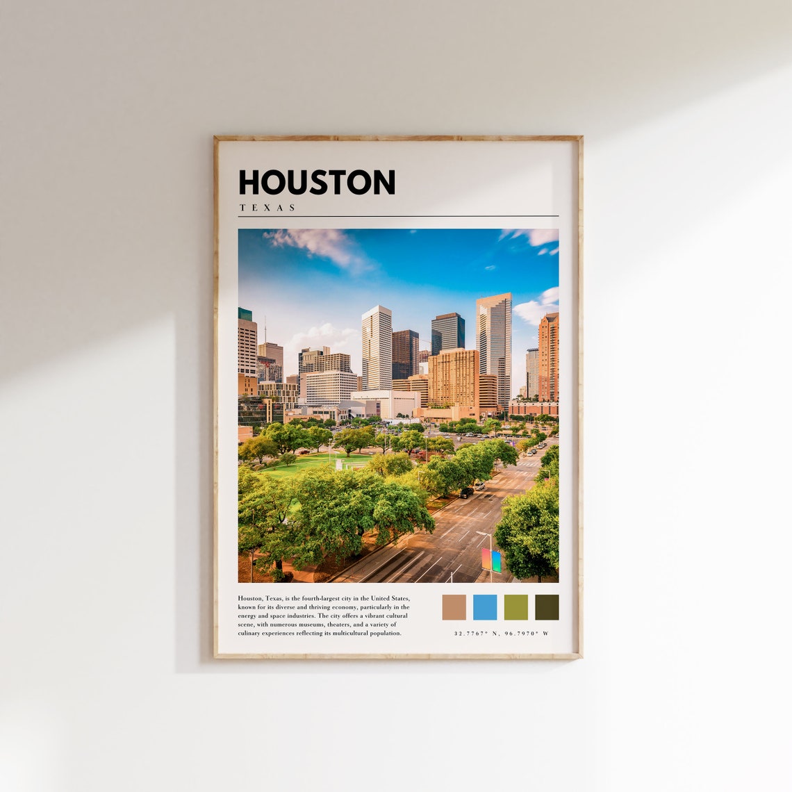 Houston Texas Downtown Skyline Green Park City Daytime Poster