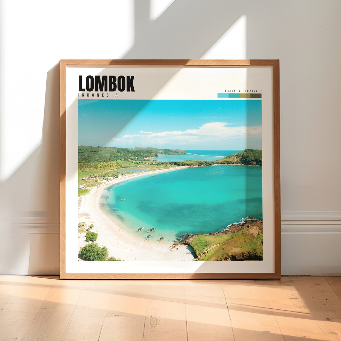 Lombok Indonesia Turquoise Bay Aerial White Sand Beach Poster
