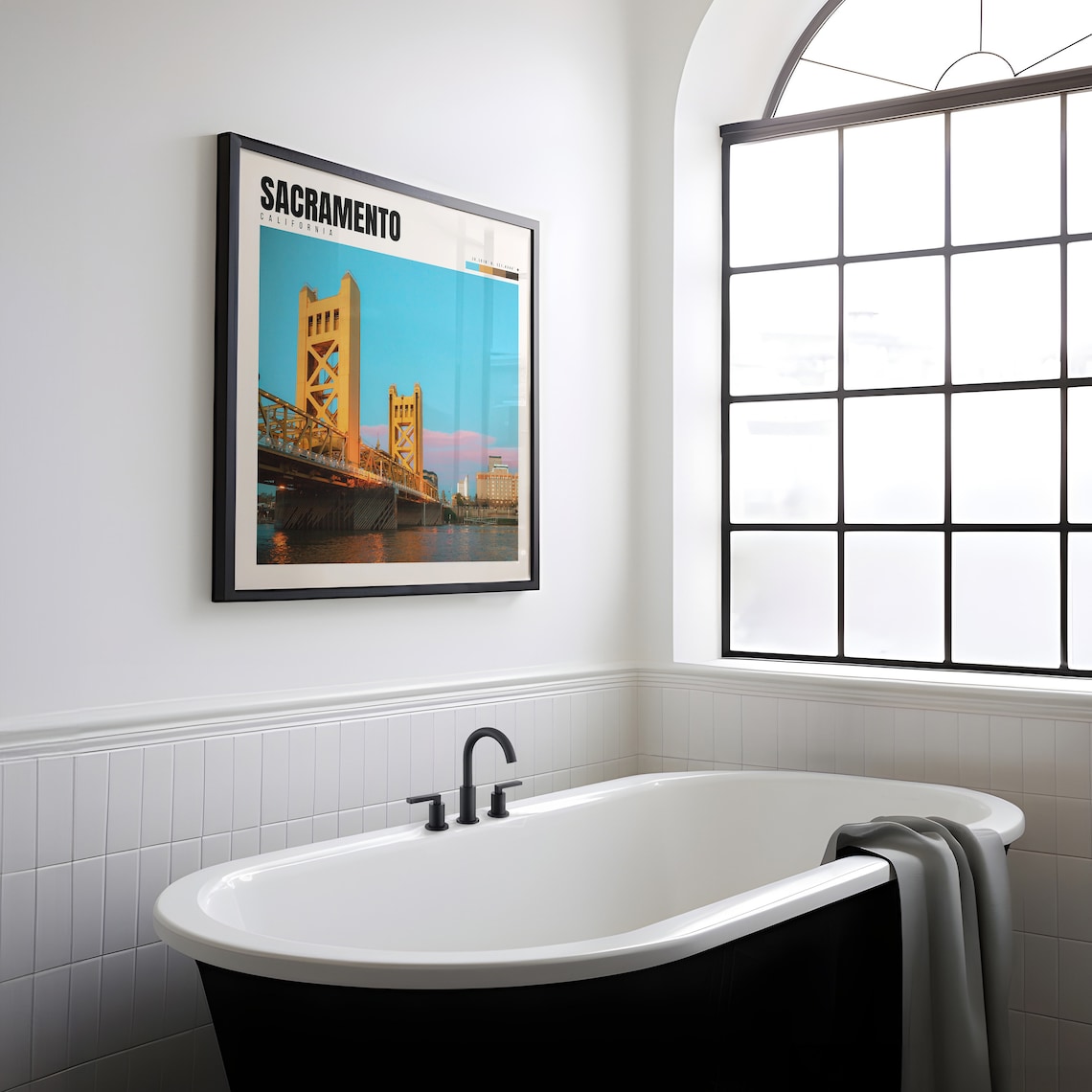 Sacramento California Tower Bridge River Dusk Golden Hour Poster - Image 2