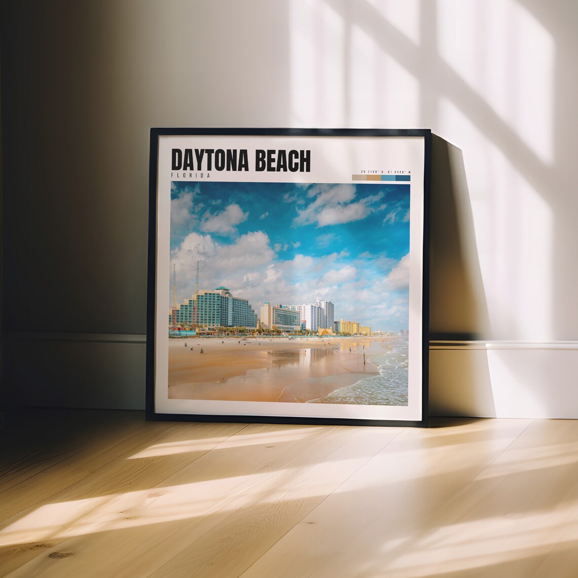 Daytona Beach Florida Sandy Shoreline Hotels Blue Sky Boardwalk Poster - Image 3