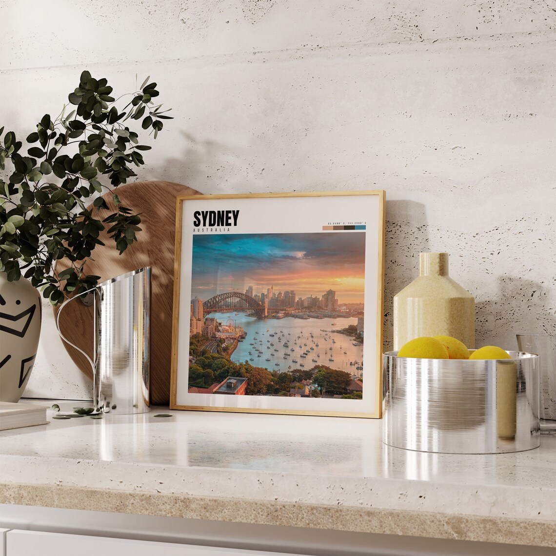 Sydney Australia Harbour Bridge Sunset Sailboats Skyline Travel Poster - Image 4