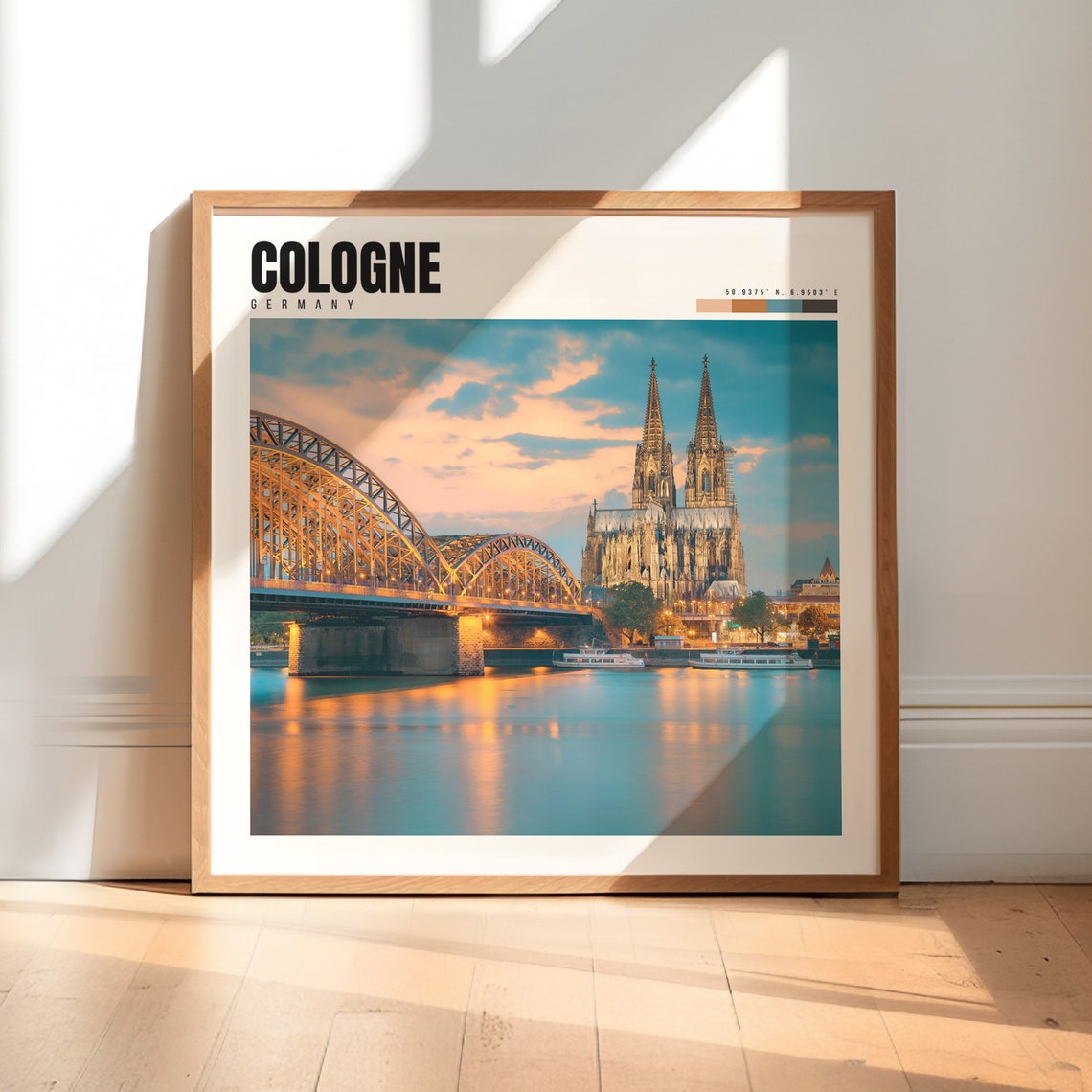 Cologne Cathedral and Hohenzollern Bridge at Sunset City Poster
