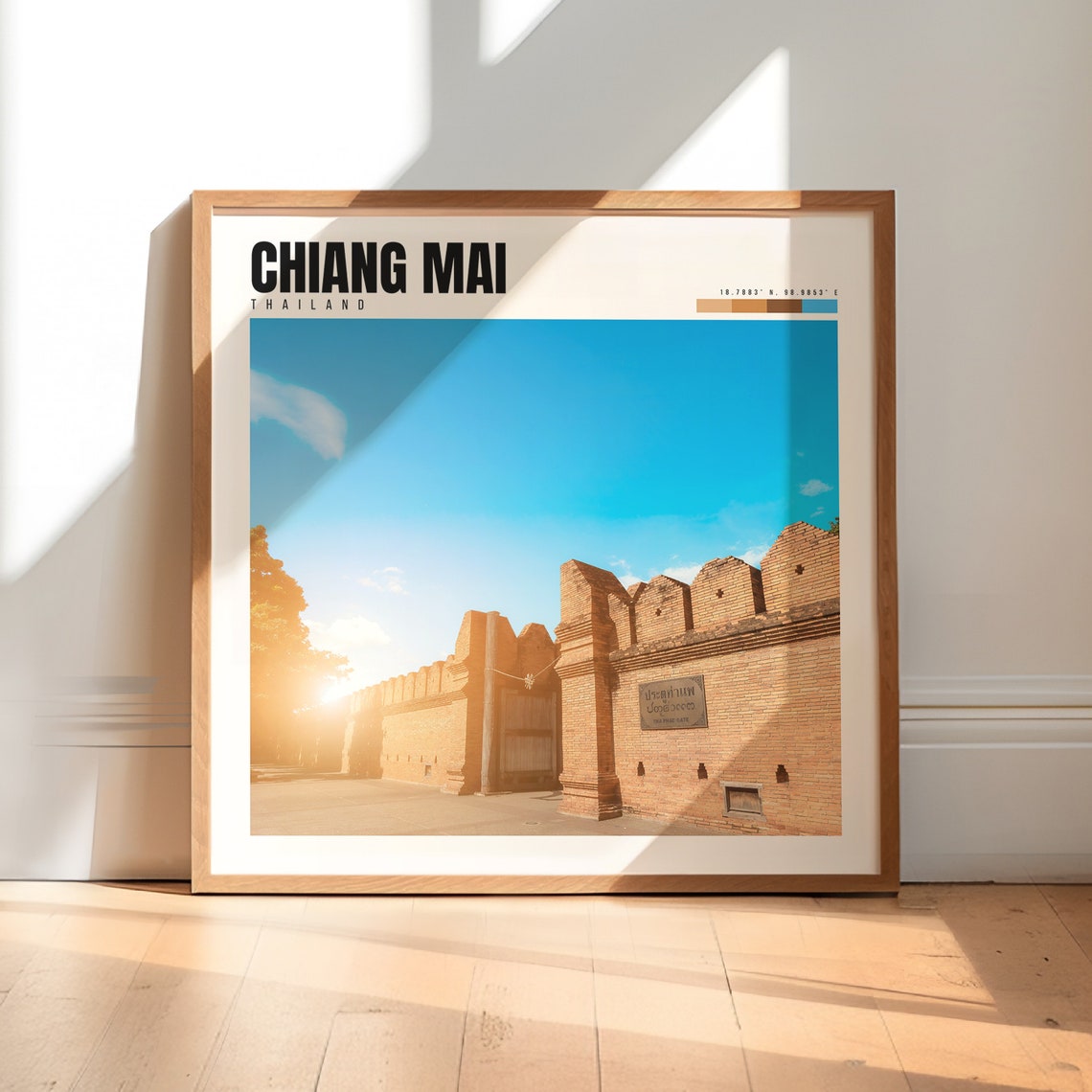 Chiang Mai Thailand Ancient Brick City Wall Gate Sunset Poster