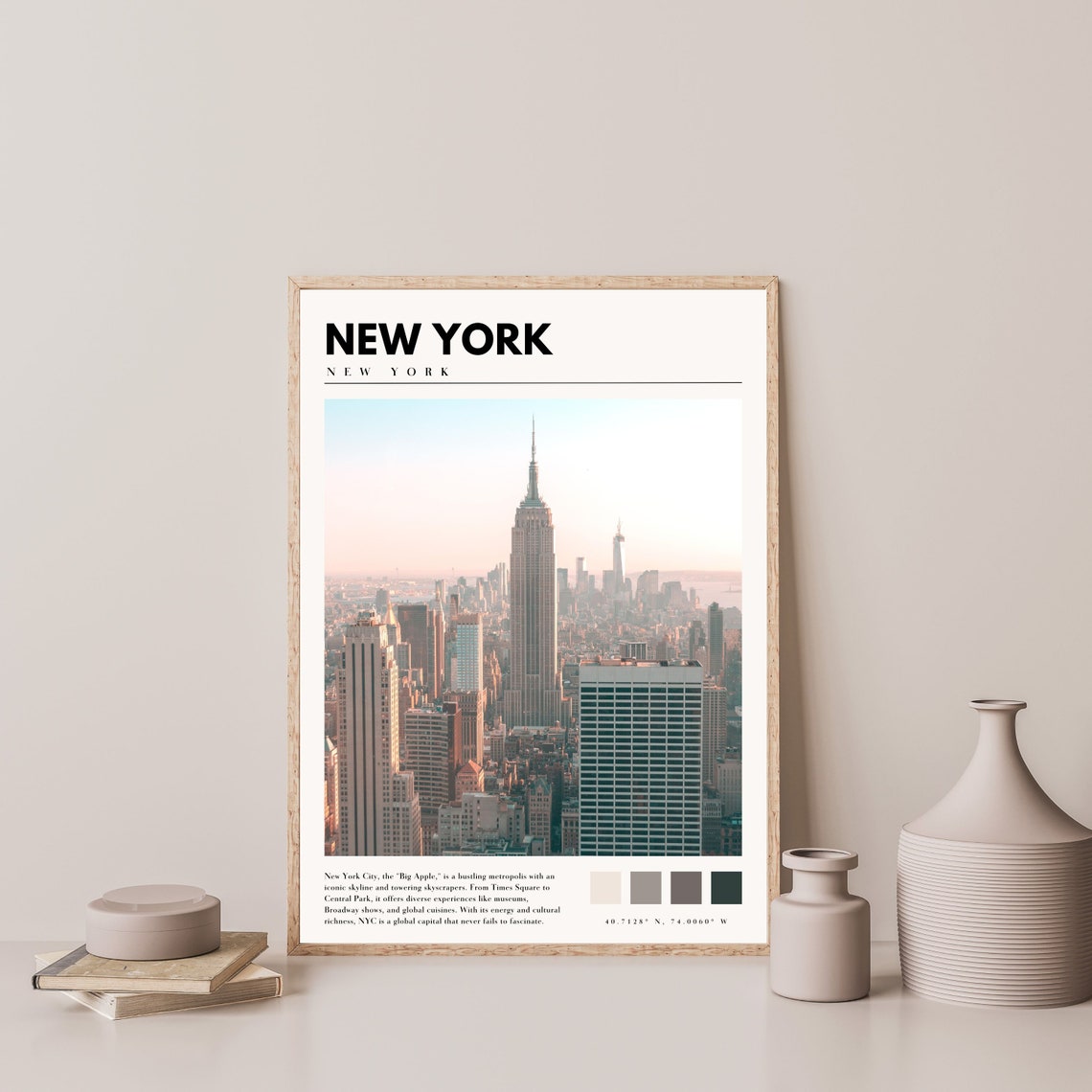 New York Manhattan Empire State Building Skyline Sunset Travel Poster - Image 4