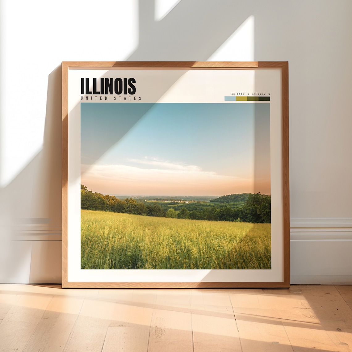 Illinois Golden Prairie Grassland Sunset Hills Valley View Poster