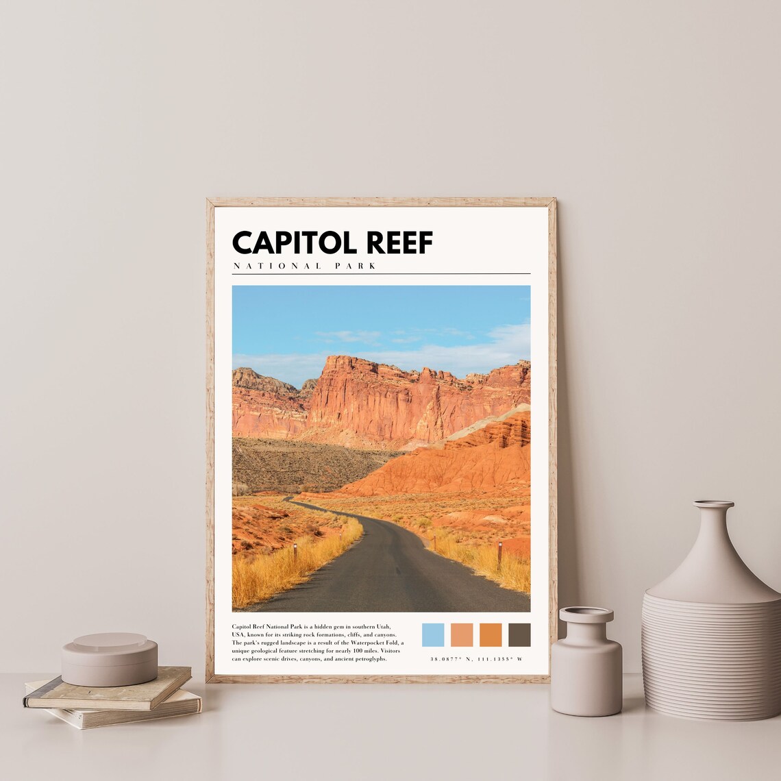Capitol Reef Utah Travel Poster, Landscape Art Print - Image 4