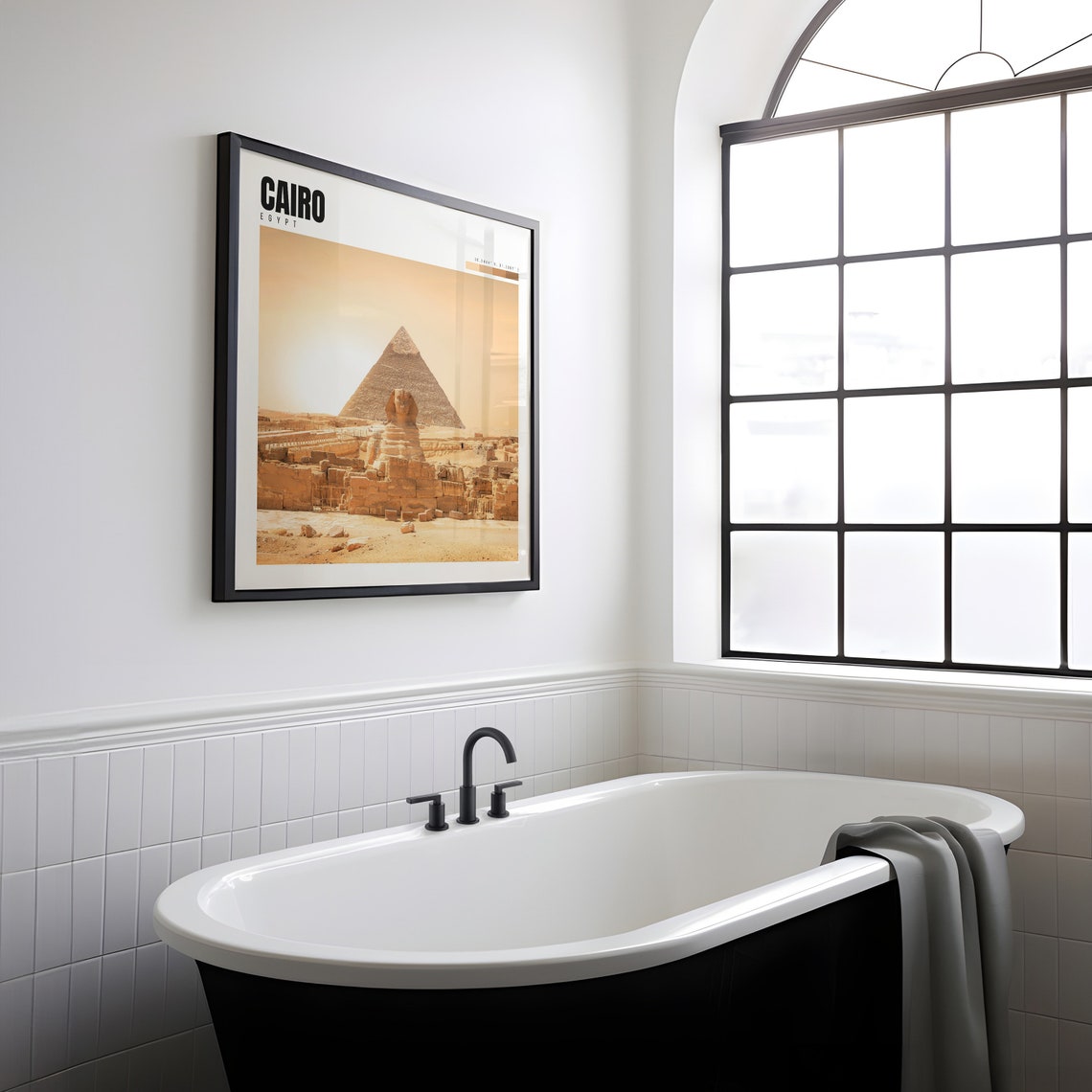 Cairo Egypt Great Sphinx Pyramid Giza Golden Desert View Poster - Image 2