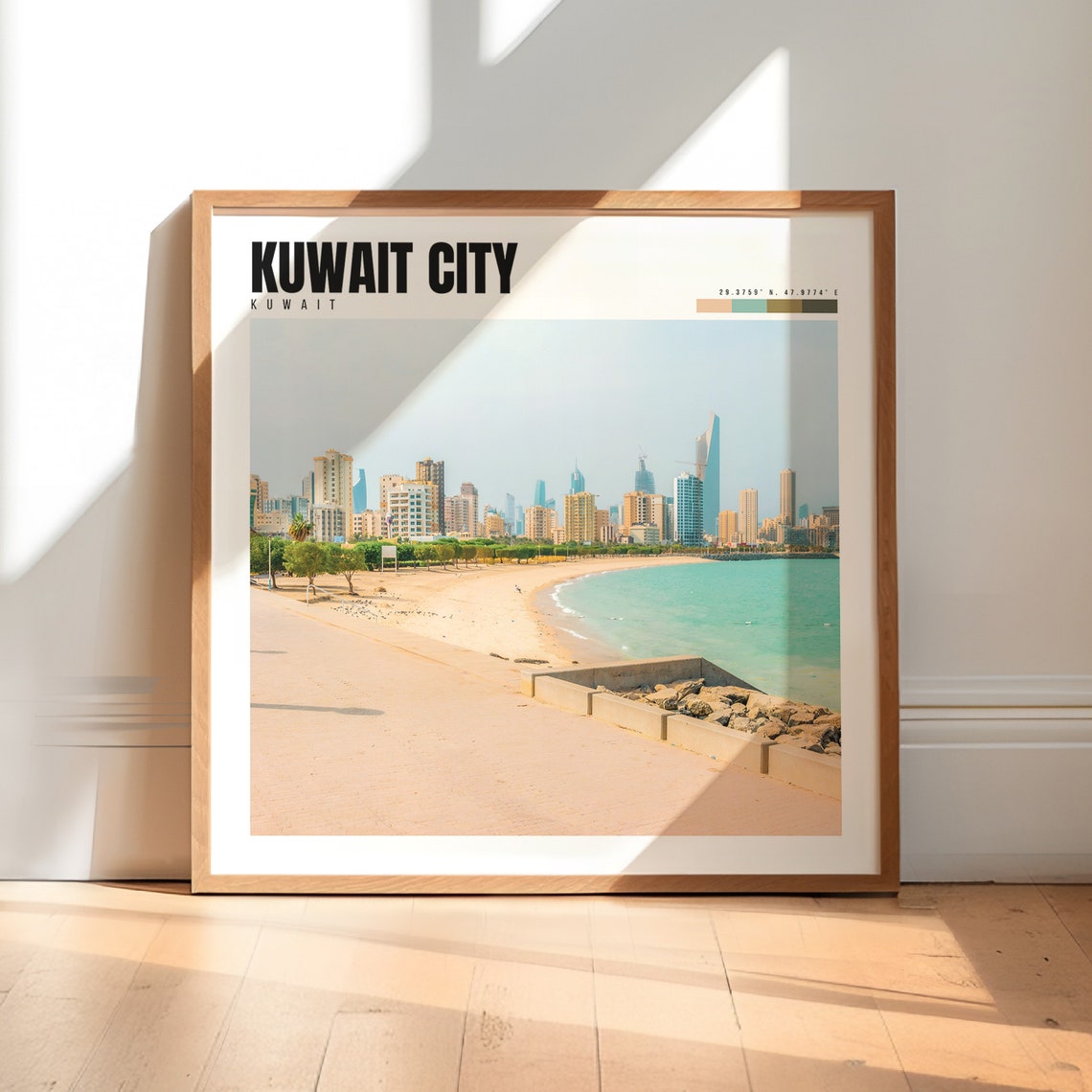 Kuwait City Kuwait Beachfront Skyline Corniche Turquoise Sea Poster