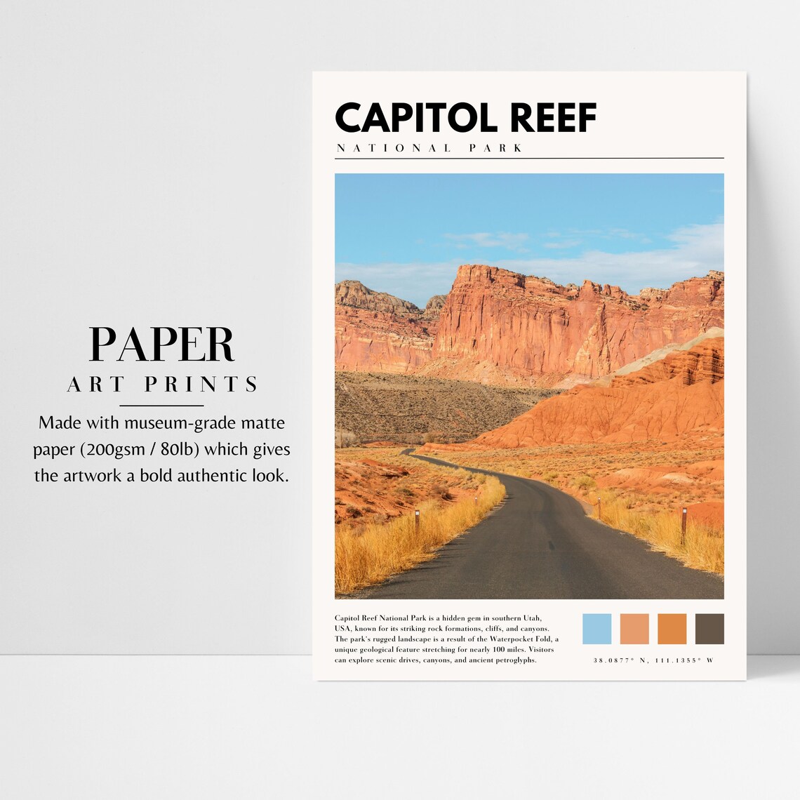 Capitol Reef Utah Travel Poster, Landscape Art Print - Image 3