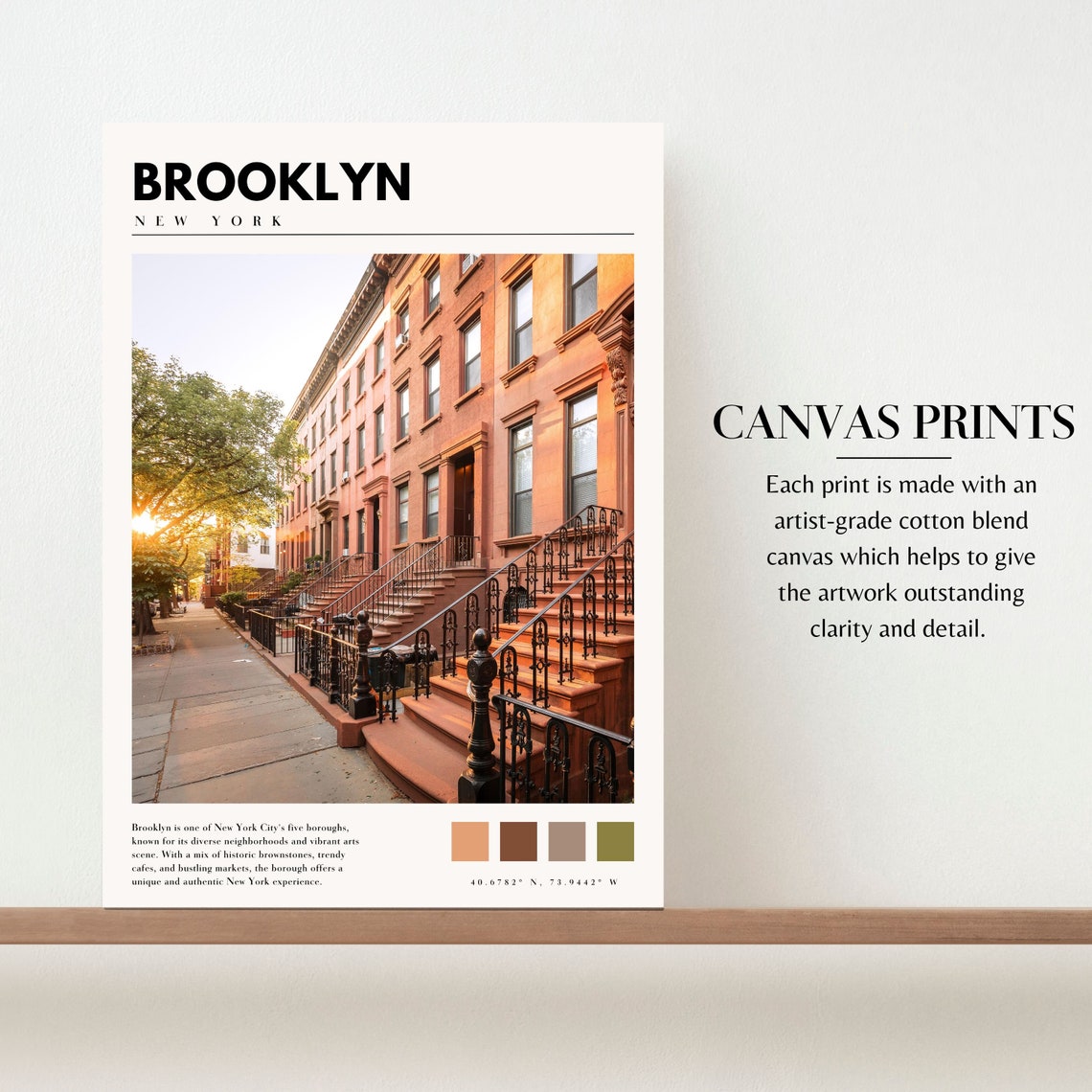 Brooklyn New York Brownstone Street Stoops Autumn Neighborhood Poster - Image 2