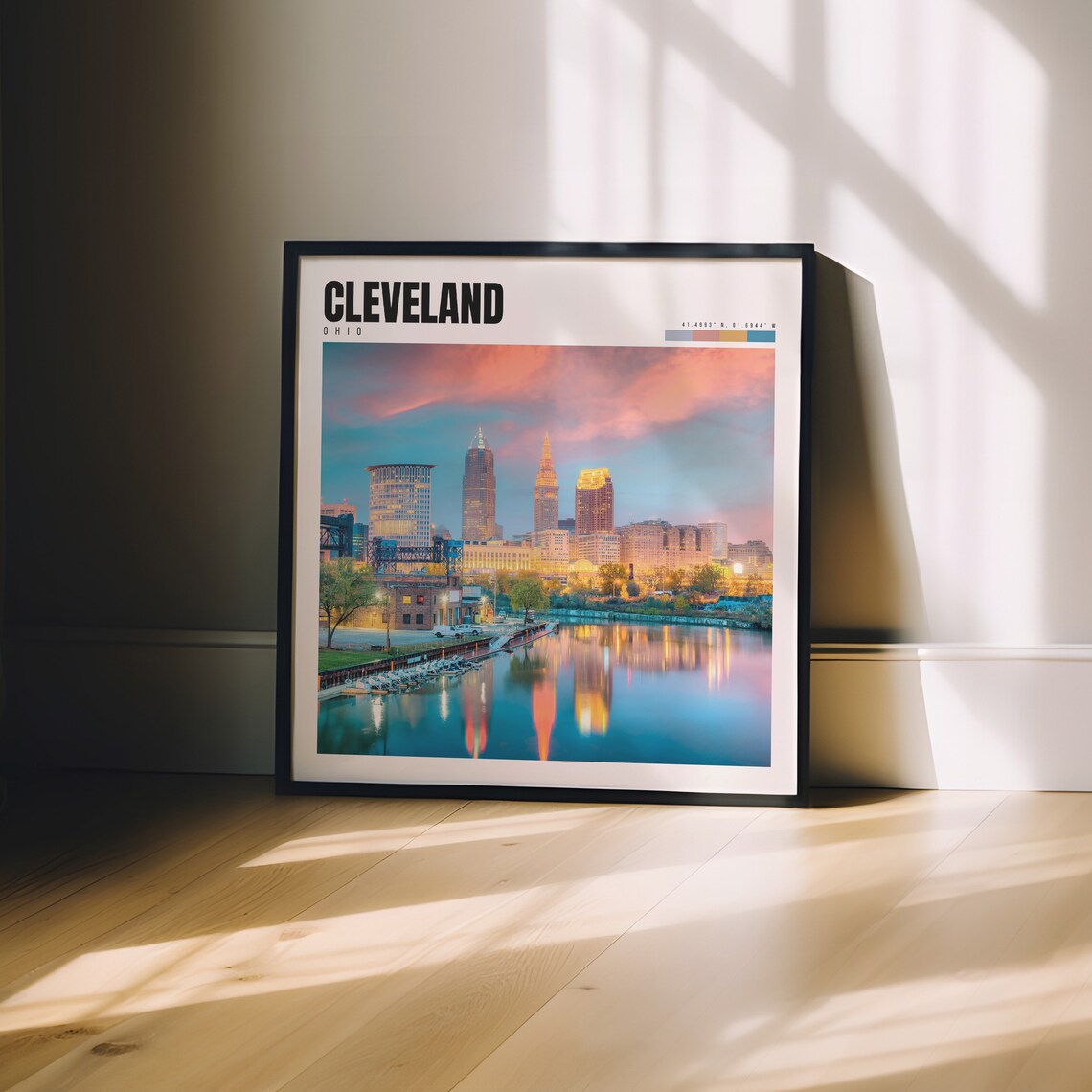 Cleveland Ohio Sunset Skyline Over the Cuyahoga River Poster - Image 3