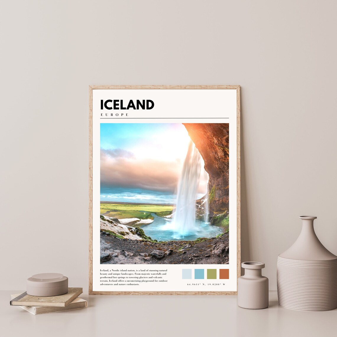 Iceland Waterfall Travel Poster, Europe Wall Art - Image 4