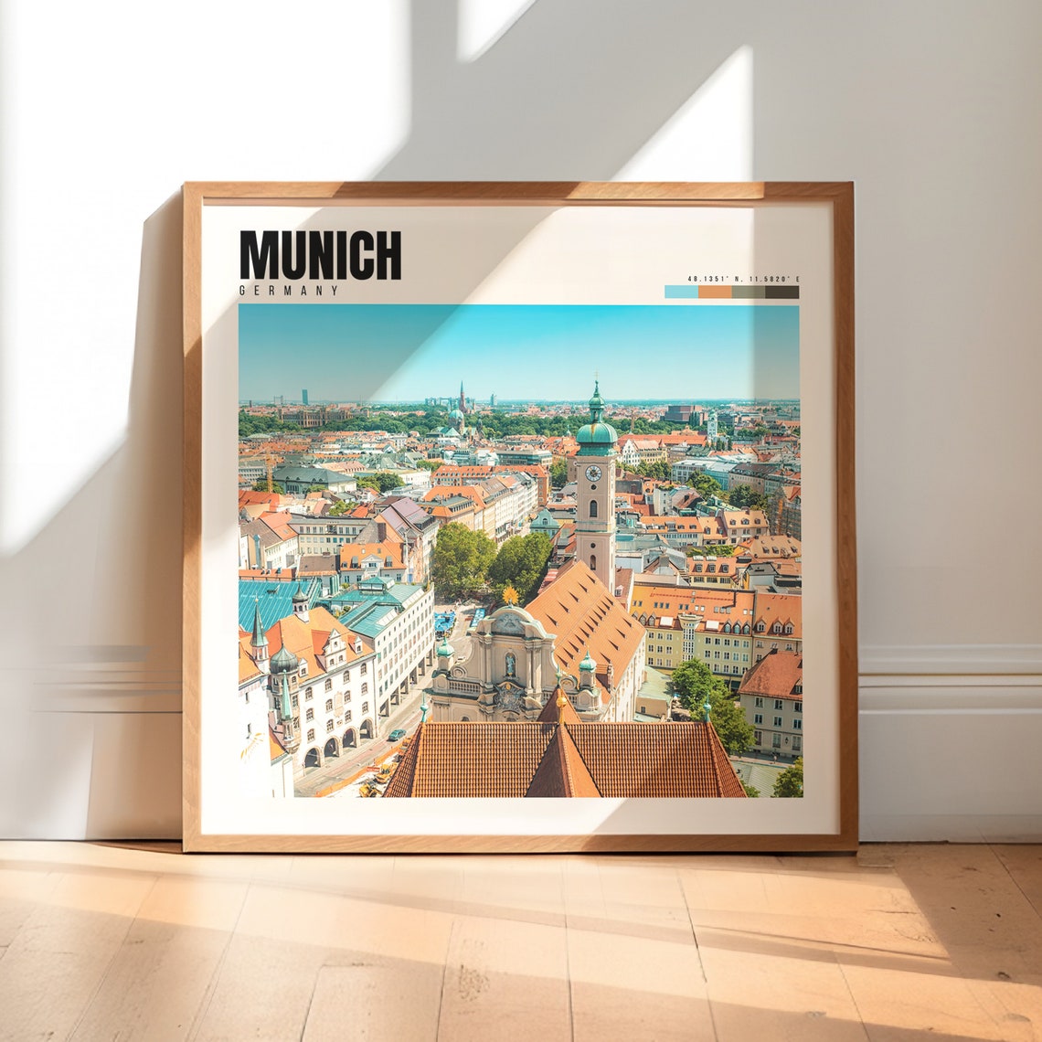 Munich Germany Old Town Aerial View with Church Tower Poster