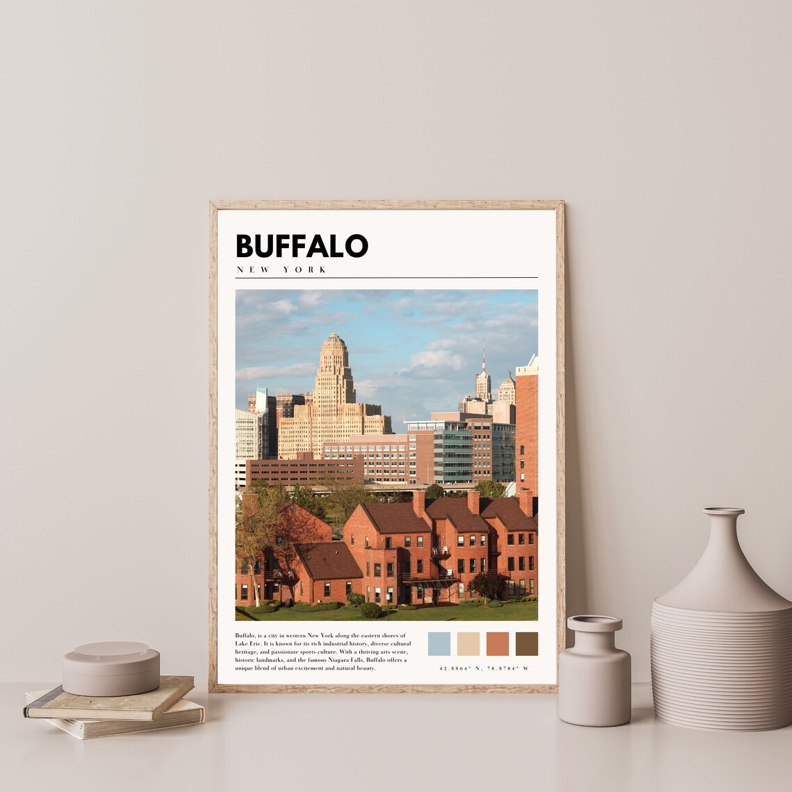 Buffalo New York City Hall Downtown Skyline Buildings View Poster - Image 4