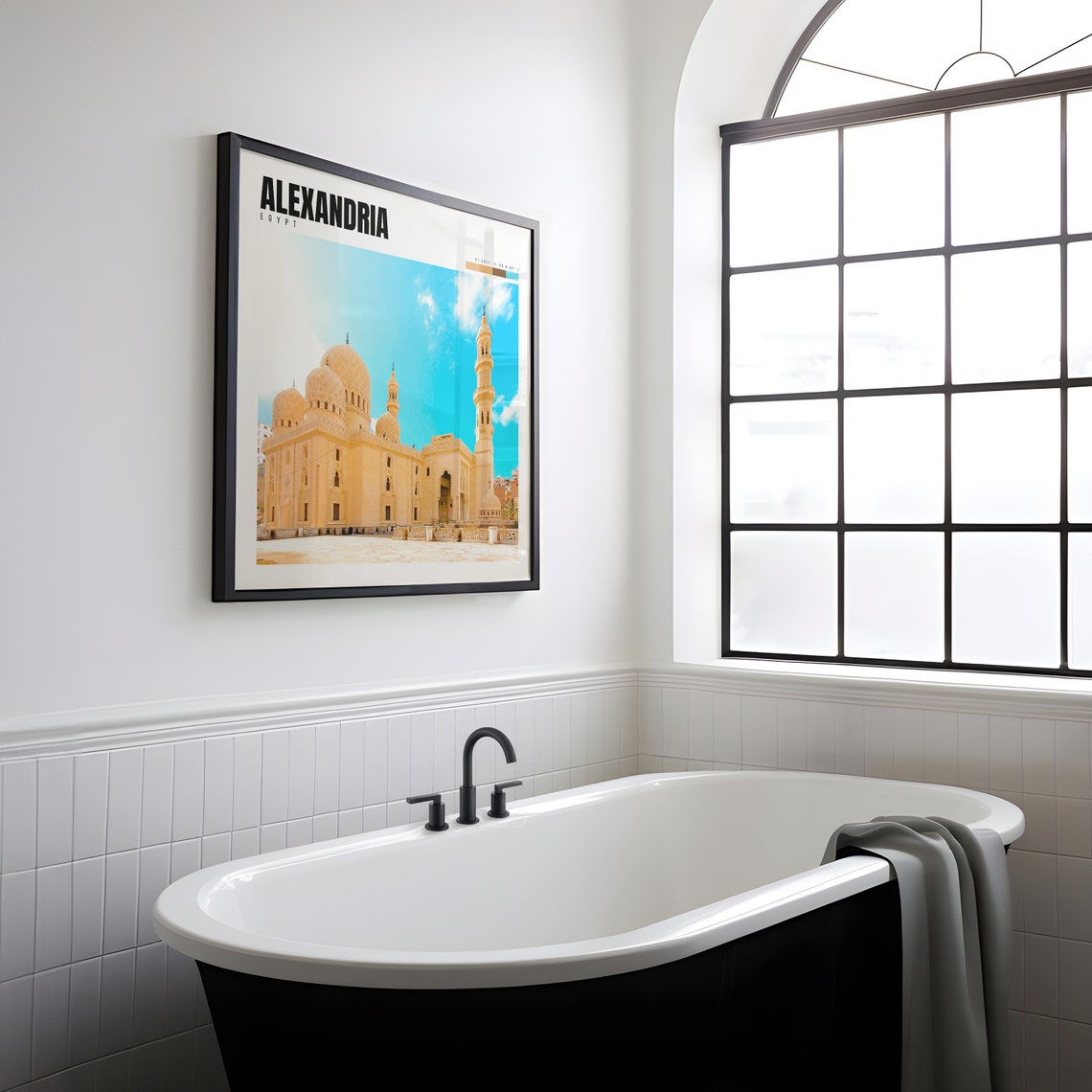 Alexandria Egypt Abu Abbas Mosque Domes Minarets Blue Sky Poster - Image 2