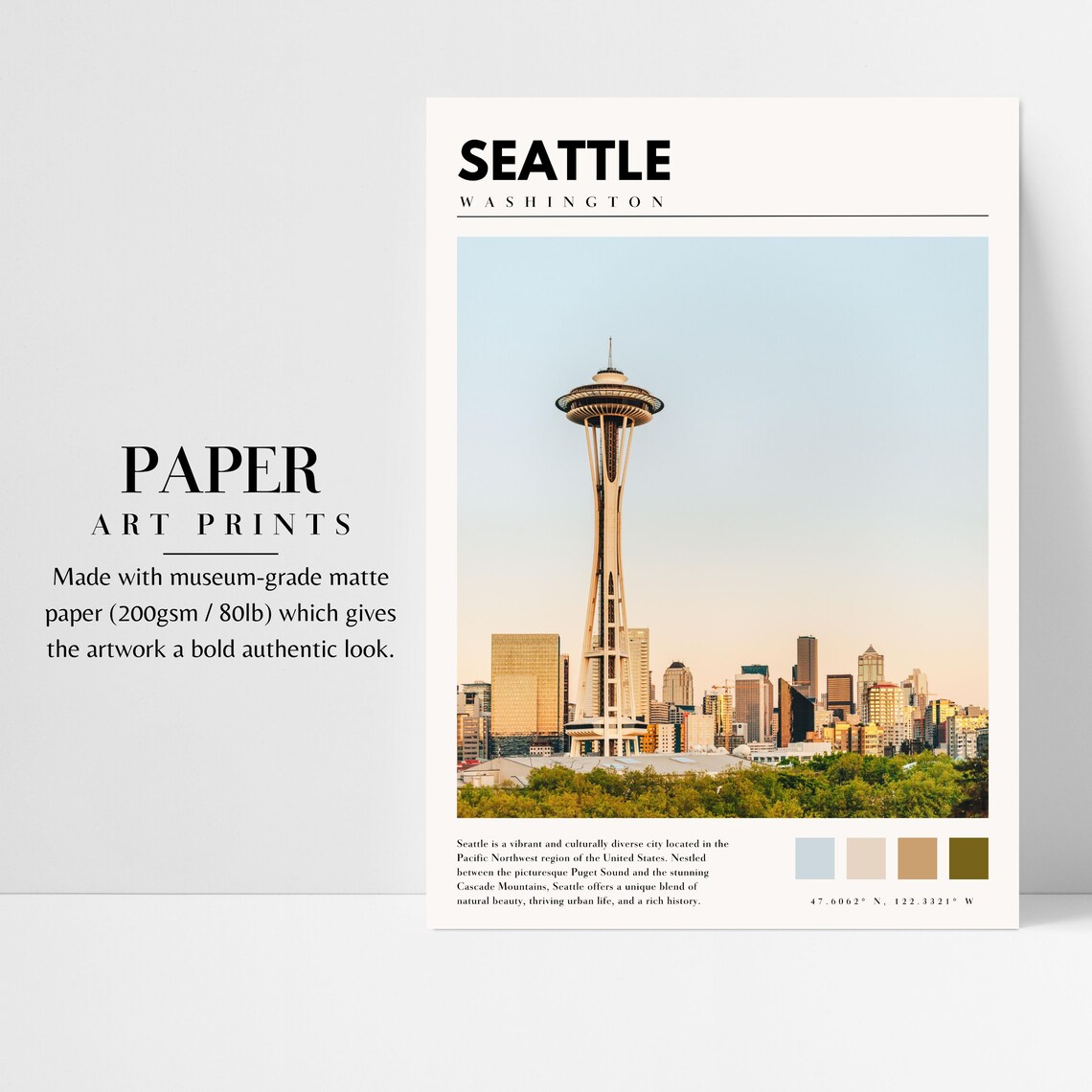 Seattle Space Needle Travel Poster, Seattle Washington - Image 3