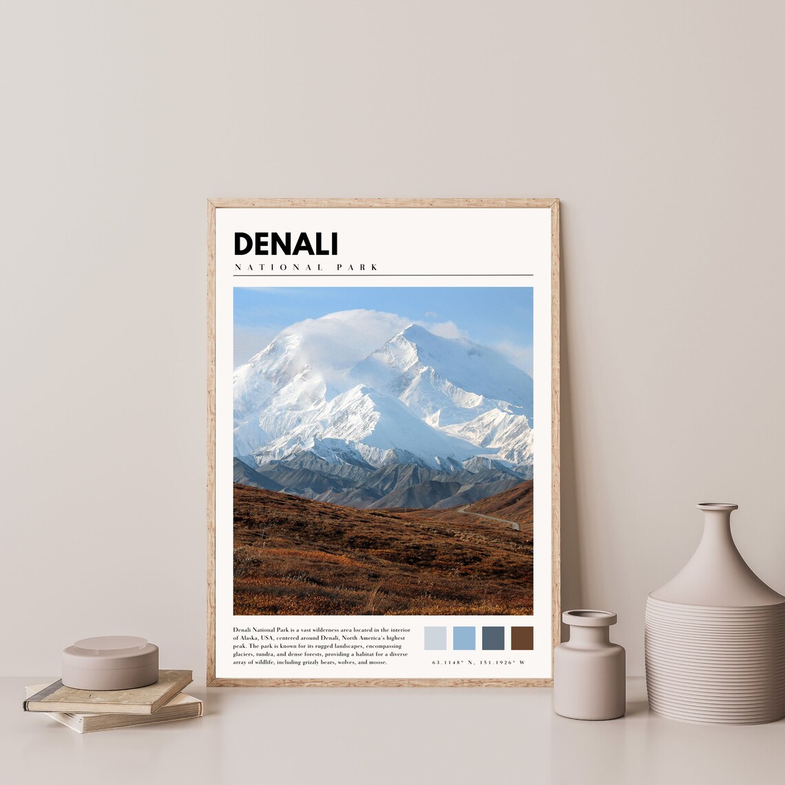 Denali National Park Mountain Peak Snow Tundra Alaska Poster - Image 4