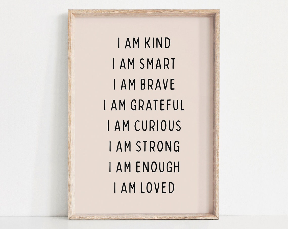 Positive Affirmations Blush Pink Kids Room Typography Poster Decor
