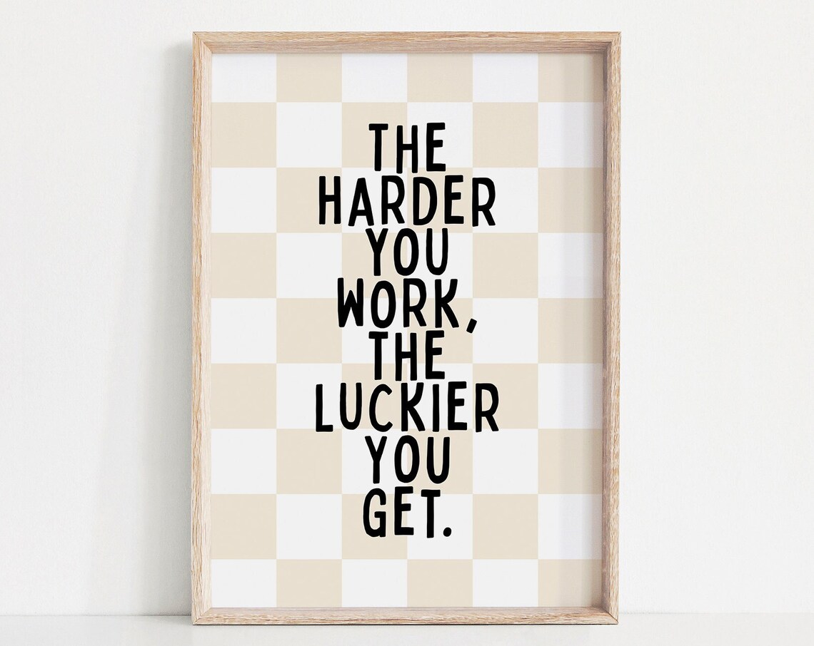 Inspirational Soccer Quote Print The Harder You Work The Luckier You Get Soccer Wall Art Soccer Motivational Poster Boys Room Decor
